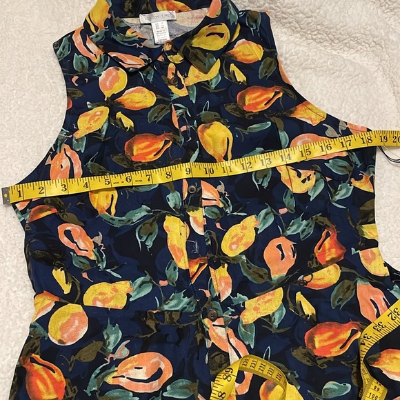 London Times Linen Lemon Printed Sleeveless Full Dress Size 10 NWT - Picture 6 of 7